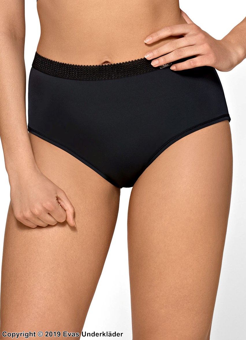 High waist panties, elastic microfiber, without pattern, plus size